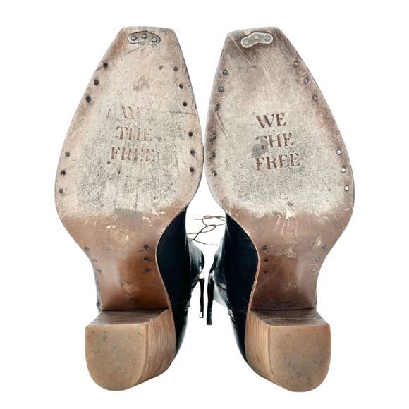 Free People We The Free Canyon Black Pointed Toe Leather Lace Up Boots sz 10 - Picture 10 of 11